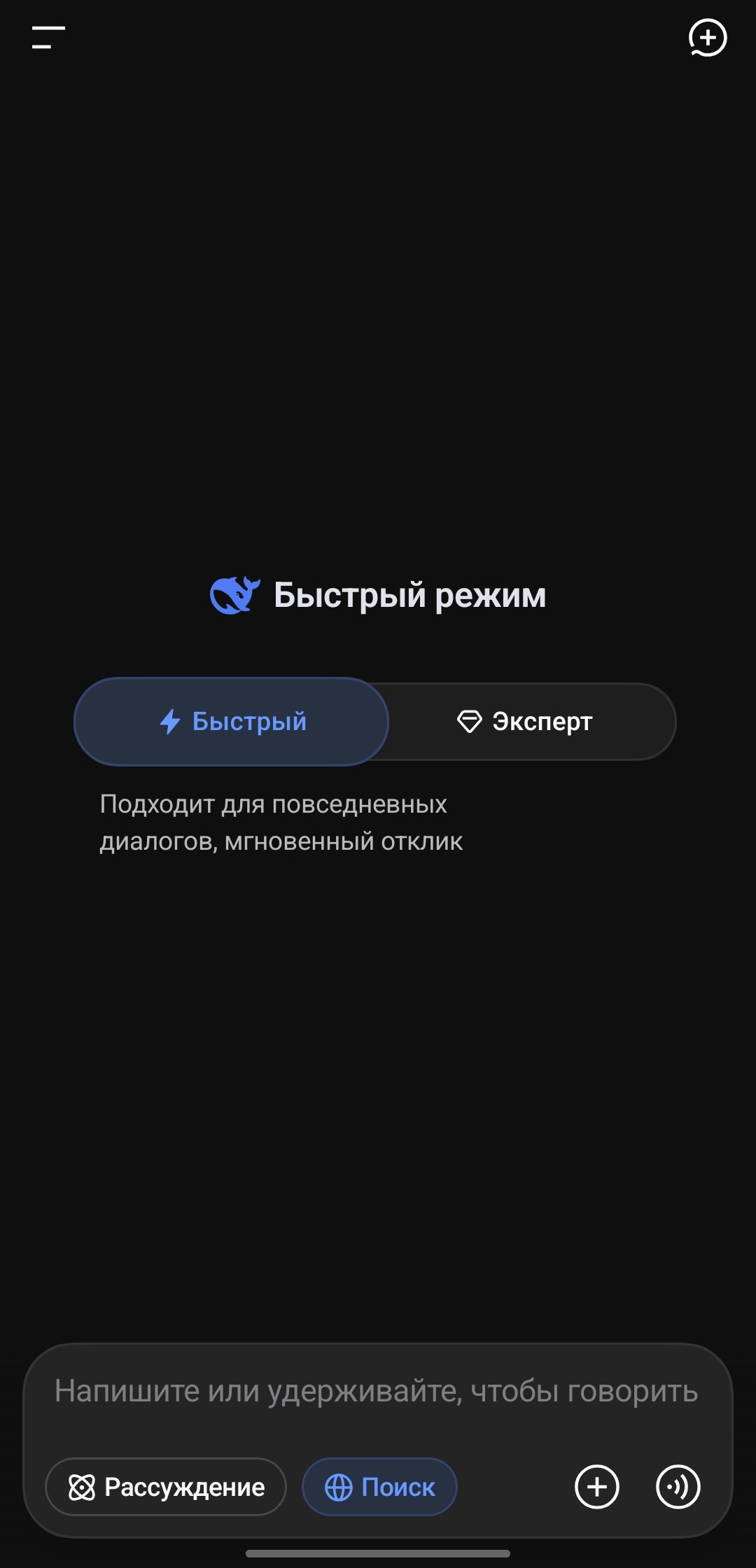 DeepSeek — Пустой чат
